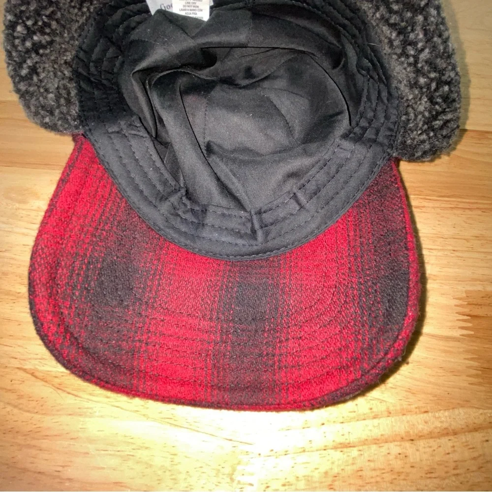 Wool Trapper Hat Unisex M /L Cap Ear Flaps Red Buffalo Plaid Winter Hunting